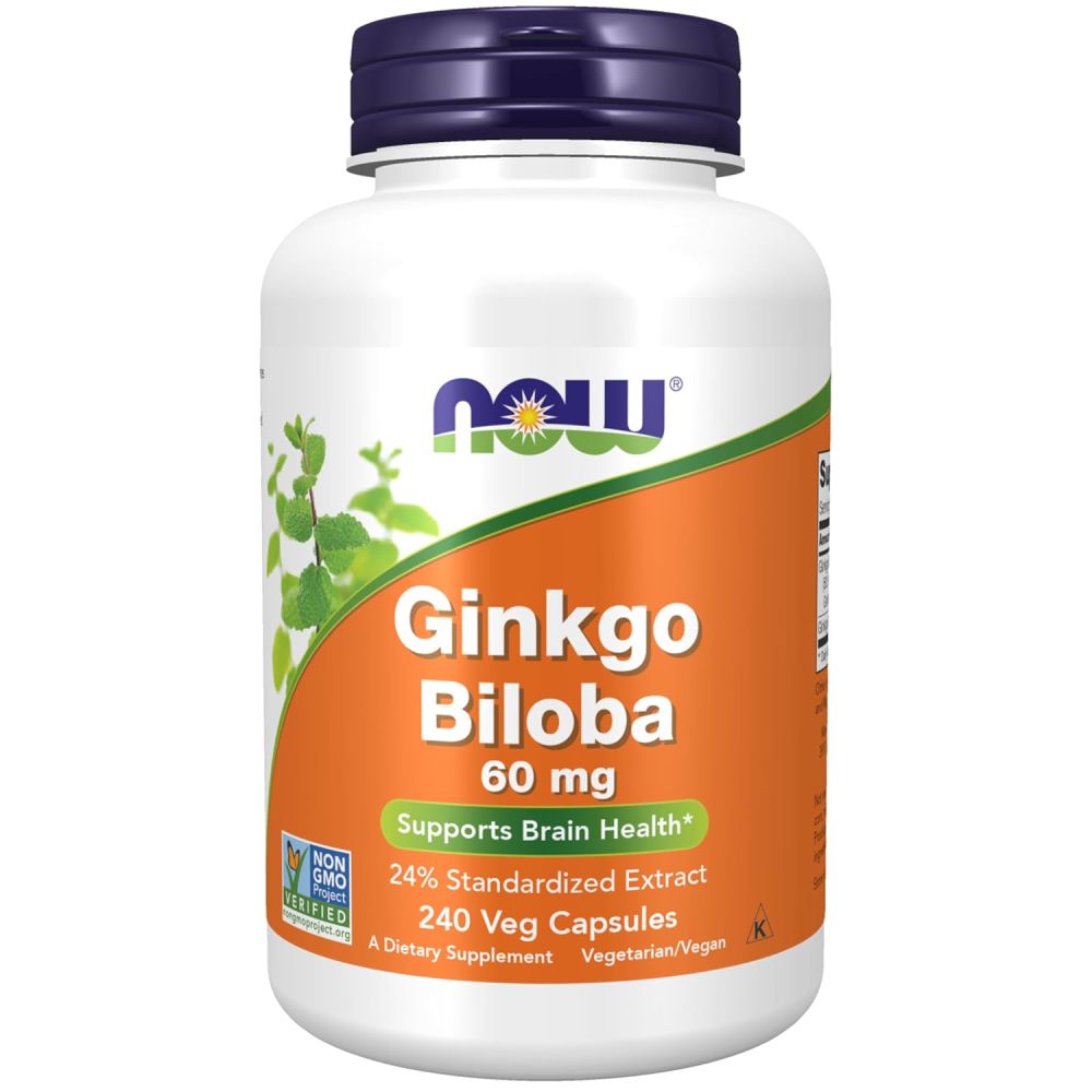 NOW GINKGO BILBOA <br> Гингко Билбоа 60мг, 60 капсули