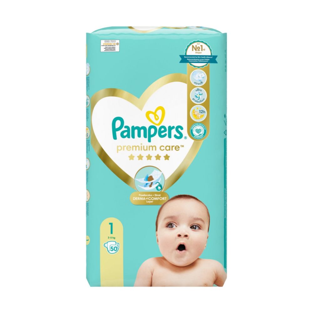 PAMPERS PREMIUM CARE 1 (2-5 KG), 50 <br> Пелени за бебиња бр. 1 (2-5 кг), 50 пелени