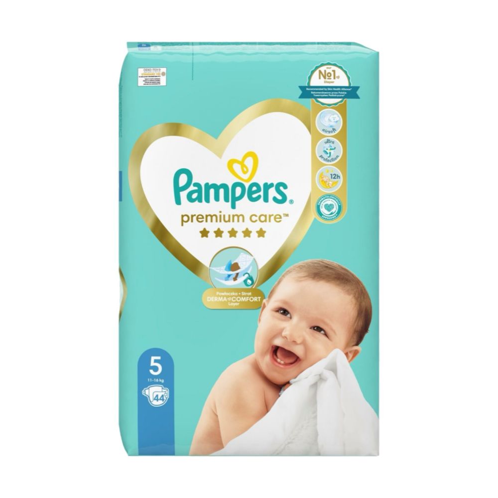PAMPERS PREMIUM CARE 5 (11-16 KG), 44 <br> Пелени за бебиња бр. 5 (11-16 кг), 44 пелени