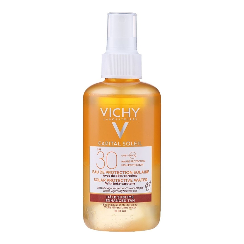 VICHY CAPITAL SOLEIL SOLAR PROTECTIVE WATER SPF30 <br> Вода со каротен за висока заштита од сонце , 200мл.