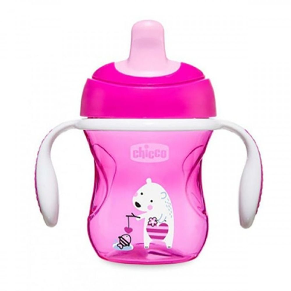 CHICCO TRAINING CUP <br> Пластична чаша од 200МЛ 6+ месеци  РОЗЕ