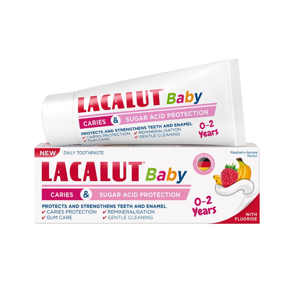 LACALUT BABY TOOTHPASTE <br> Паста за заби  за бебиња и мали деца, за ефективна заштита на млечни заби и непца, 55мл.