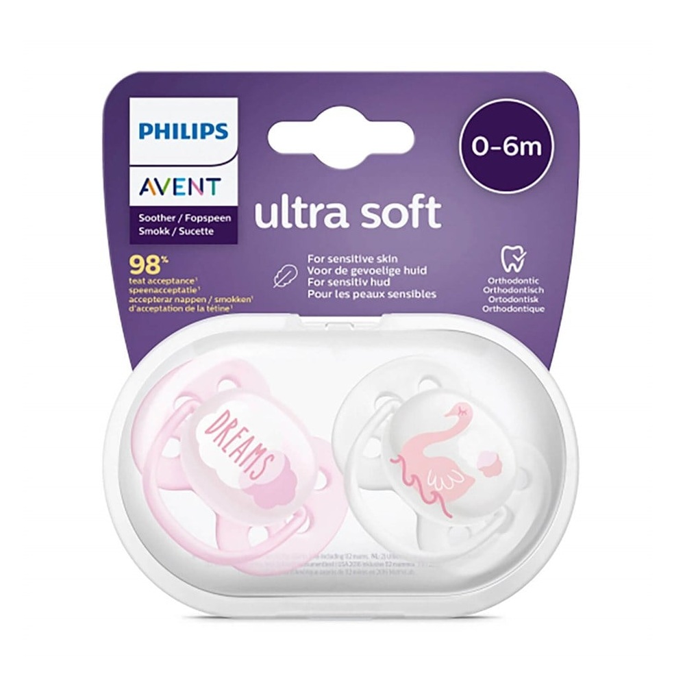PHILIPS AVENT ULTRA SOFT PACIFIER <br> Силиконска цуцла лажливка, за 0-6 месеци