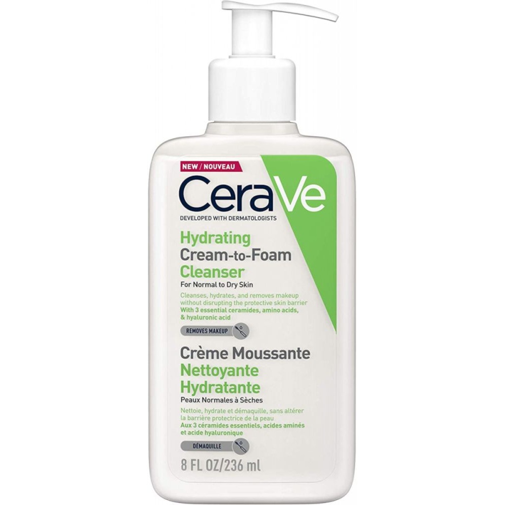 CERAVE HYDRATING CREAM-TO-FOAM CLEANSE <br> Хидратантна кремасто-пенаста емулзија за чистење 236мл
